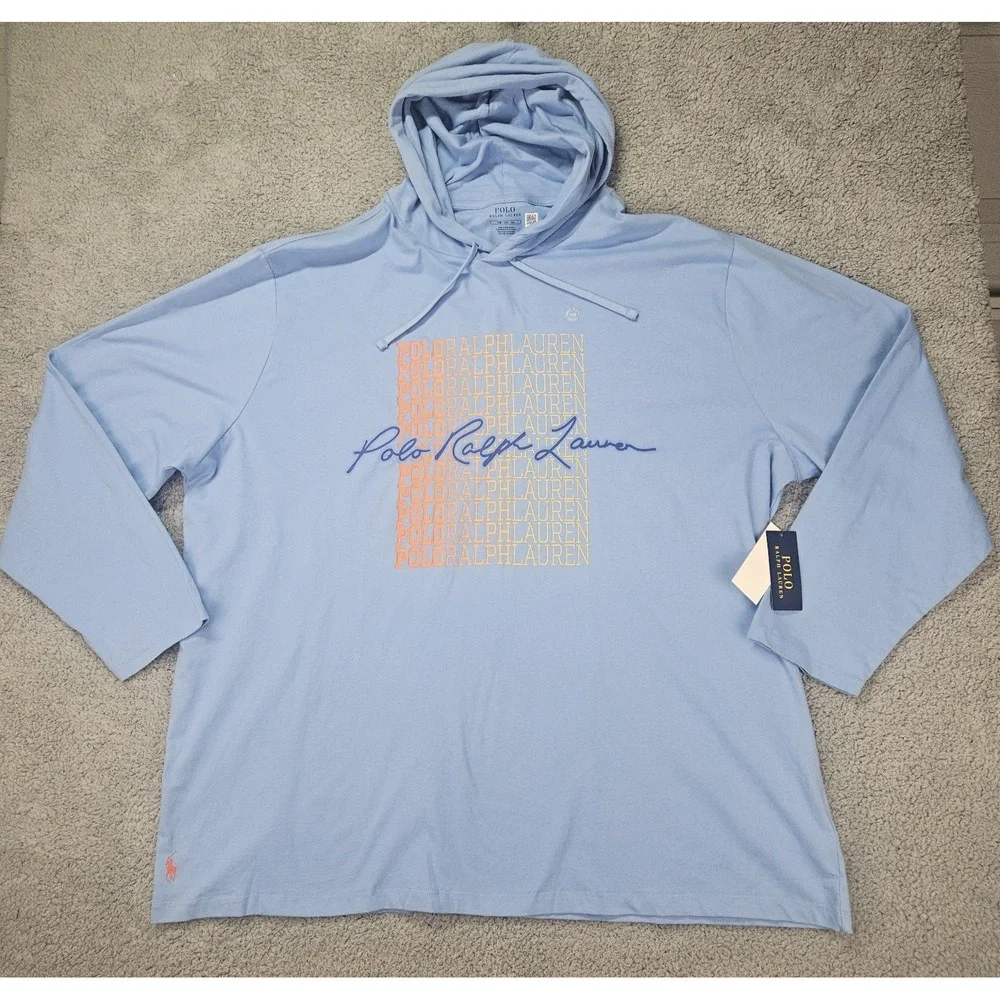 Polo Ralph Lauren Hoodie 3XB Blue Graphic Logo Print Shop Big & Tall NWT